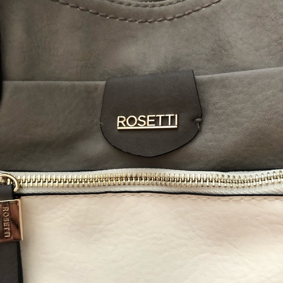 Rosetti gray and cream triple entry satchel, 12” x 10”, hardly used - Picture 3 of 5
